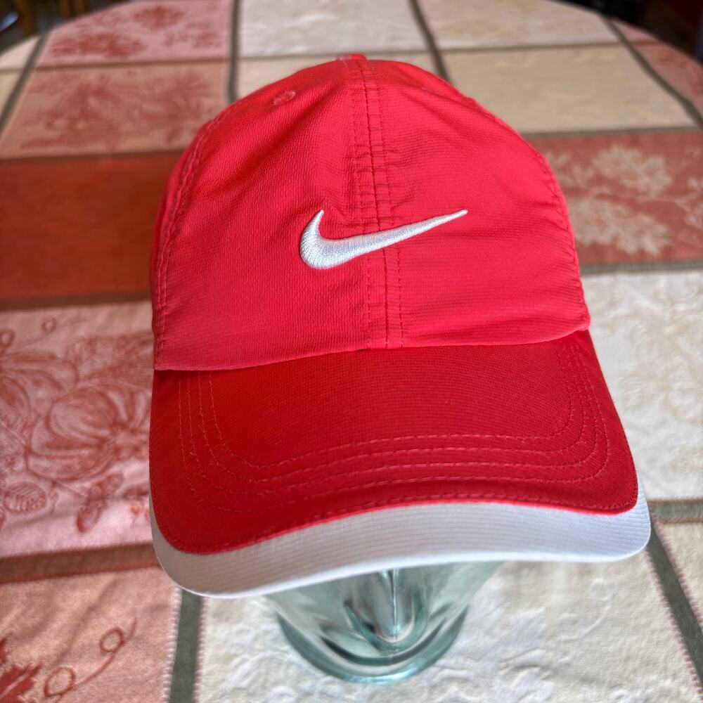 Nike Golf Red Dri-FIT Cap White Swoosh Bird Embroidery OSFM